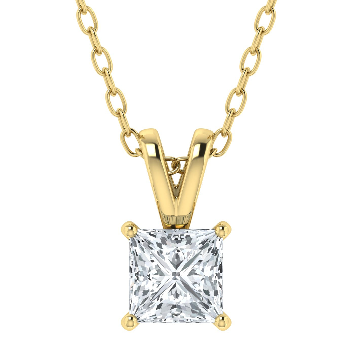 Lab Grown Diamond Princess Solitaire Pendant (0.50ct - 3.00ct)