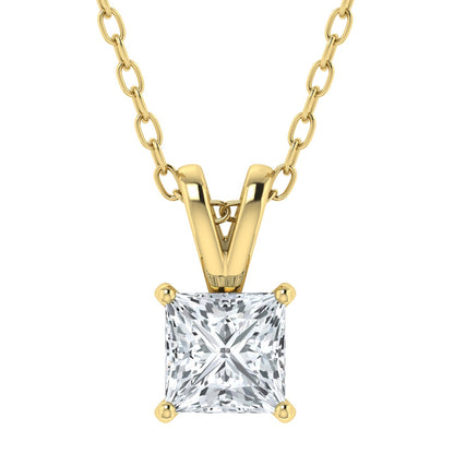 Lab Grown Diamond Princess Solitaire Pendant (0.50ct - 3.00ct)