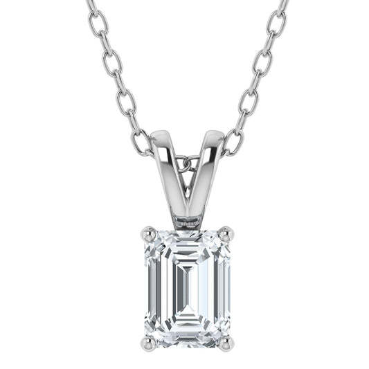 Lab Grown Diamond Emerald Solitaire Pendant (0.50ct - 3.00ct)