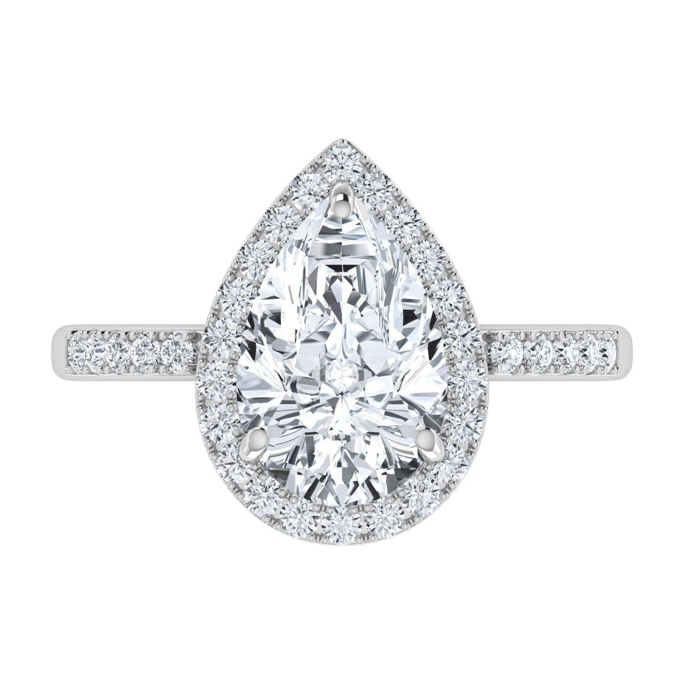 3.25ct  Lab Grown Diamond Engagement Pear Cut Halo Ring