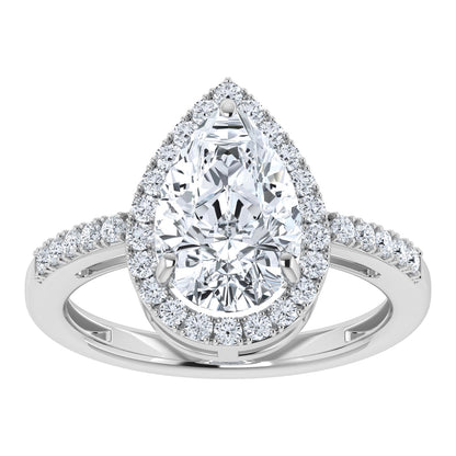 3.25ct  Lab Grown Diamond Engagement Pear Cut Halo Ring