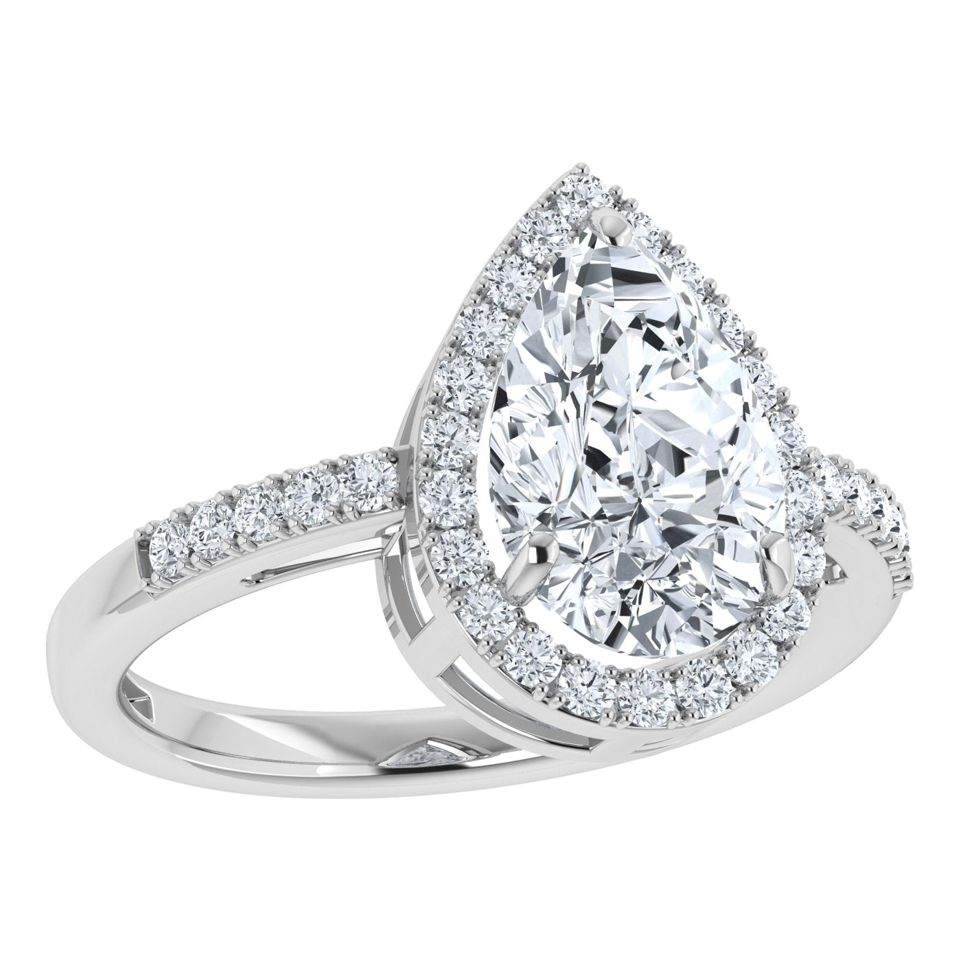 3.25ct  Lab Grown Diamond Engagement Pear Cut Halo Ring