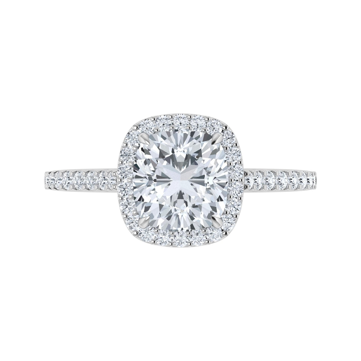 Lab Grown Diamond Engagement Cushion Cut Halo Ring