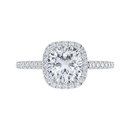 Lab Grown Diamond Engagement Cushion Cut Halo Ring