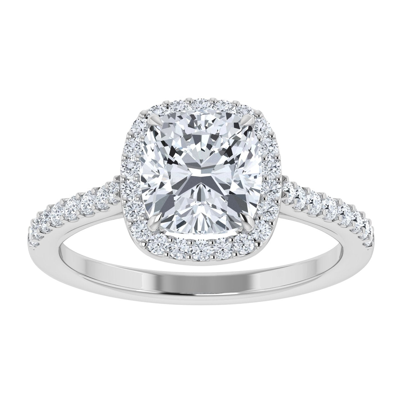 Lab Grown Diamond Engagement Cushion Cut Halo Ring