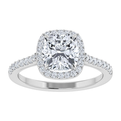 Lab Grown Diamond Engagement Cushion Cut Halo Ring