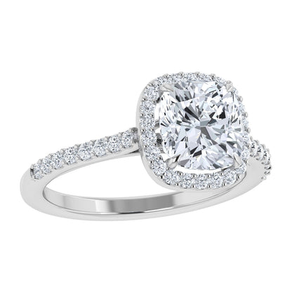 Lab Grown Diamond Engagement Cushion Cut Halo Ring