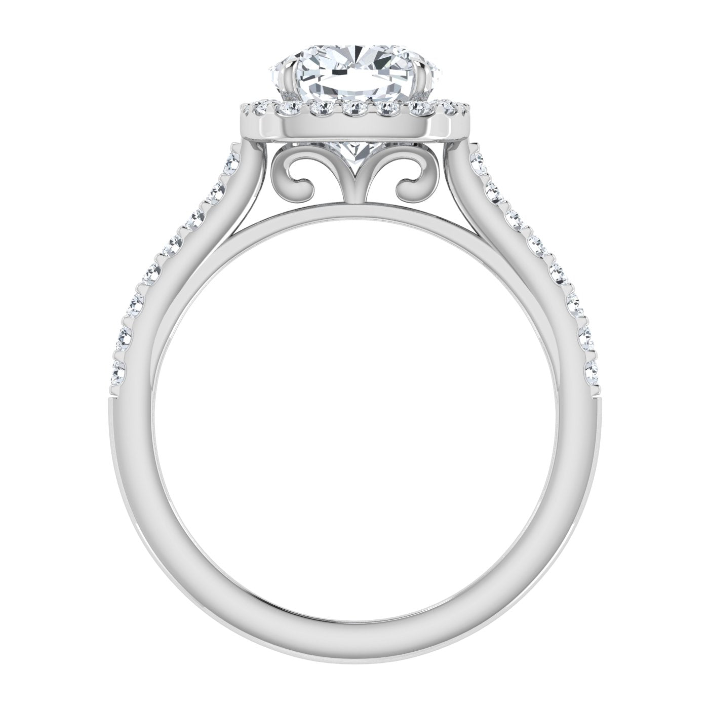 Lab Grown Diamond Engagement Cushion Cut Halo Ring