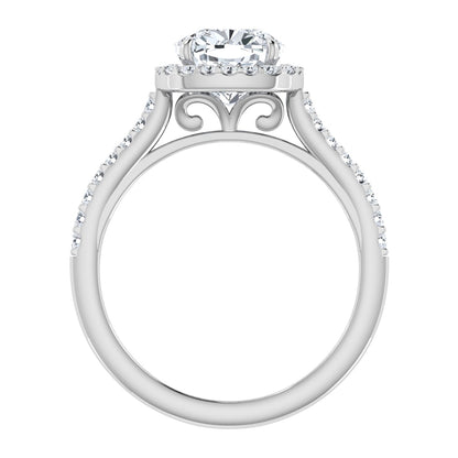 Lab Grown Diamond Engagement Cushion Cut Halo Ring