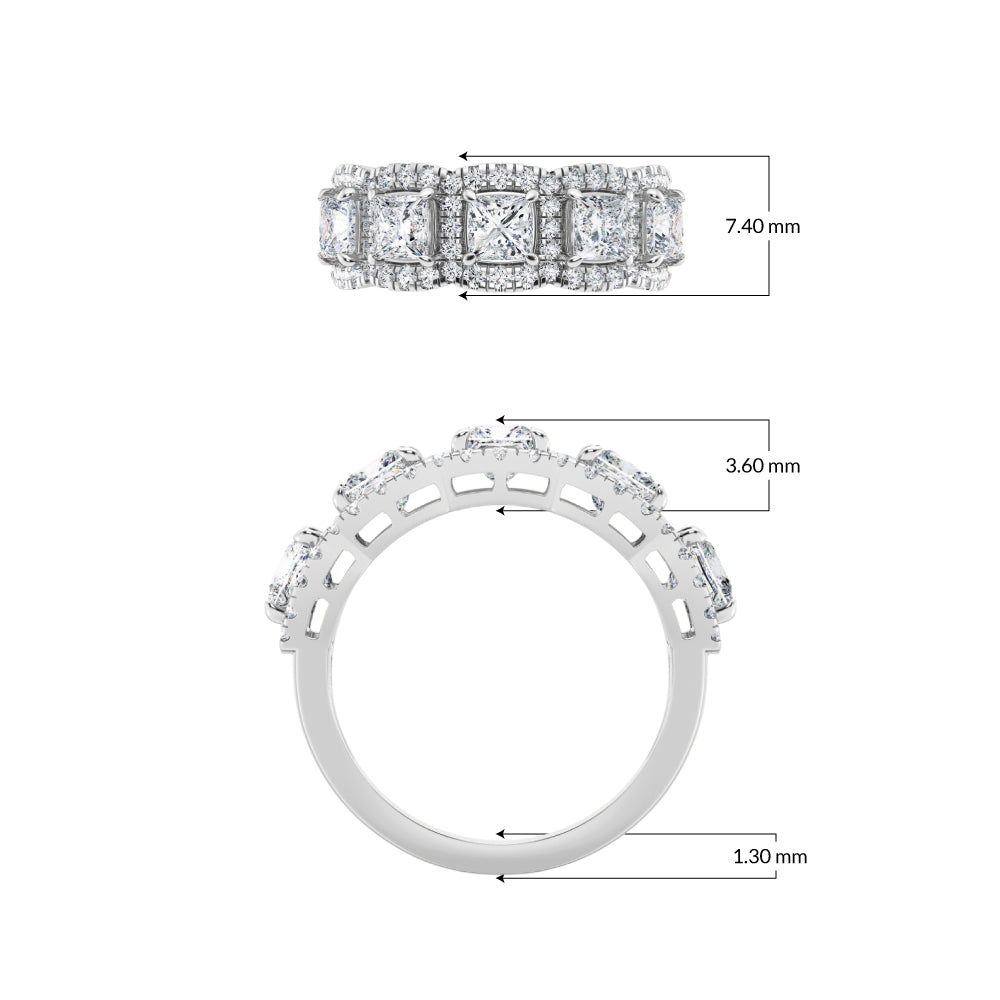 Anillo de banda de talla princesa con diamantes cultivados en laboratorio de 2,00 ct