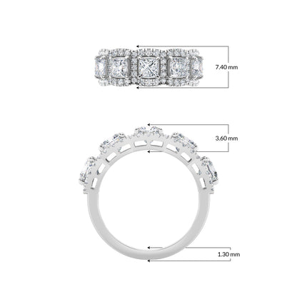 Anillo de banda de talla princesa con diamantes cultivados en laboratorio de 2,00 ct