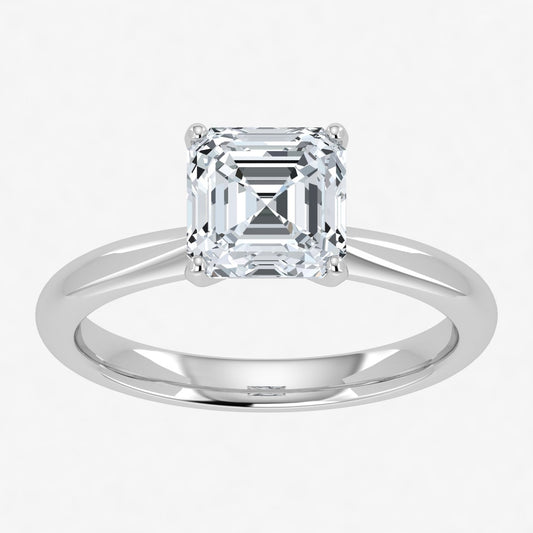 Anillo solitario Asscher con diamantes cultivados en laboratorio (1 ct-1,50 ct)