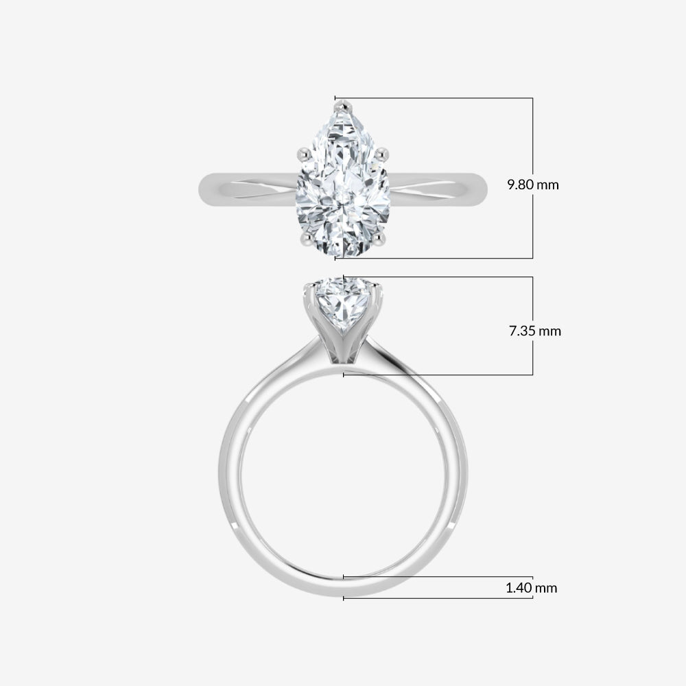 Lab Grown Diamond Pear Shaped Solitaire Ring 1ct