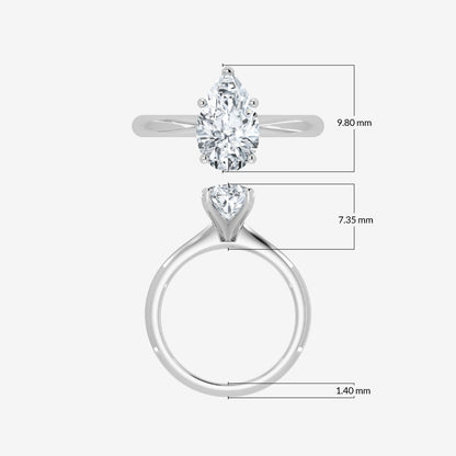 Lab Grown Diamond Pear Shaped Solitaire Ring 1ct