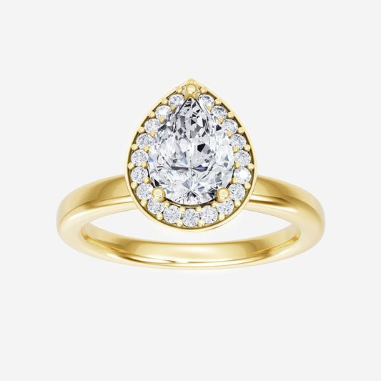 Pear Sparkle Pave Halo Ring