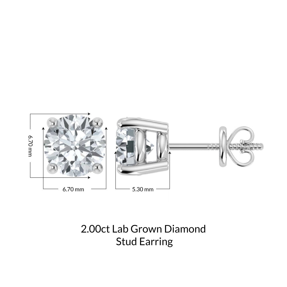 Lab Grown Diamond Stud Earring (1.50ct-2.00ct)