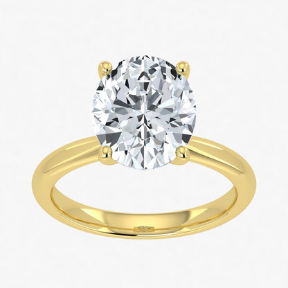 IGI Certified VS-EF Oval Lab Grown Diamond Ring in Yellow or White Gold 1ct