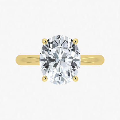 IGI Certified VS-EF Oval Lab Grown Diamond Ring in Yellow or White Gold 1ct