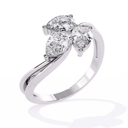 Elegant Three-Stone Pear Lab Grown Diamond Ring