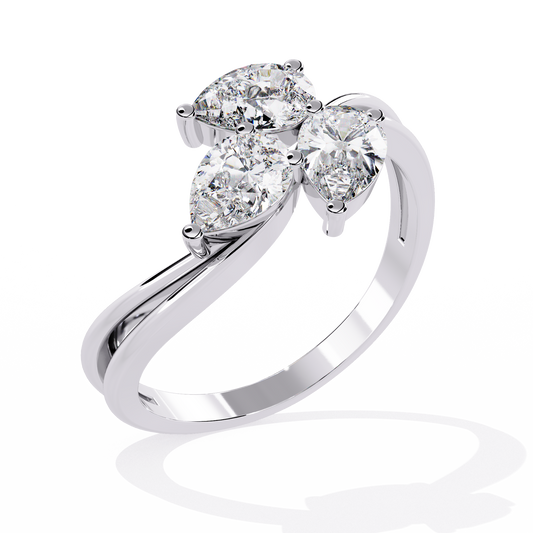 Elegant Three-Stone Pear Lab Grown Diamond Ring