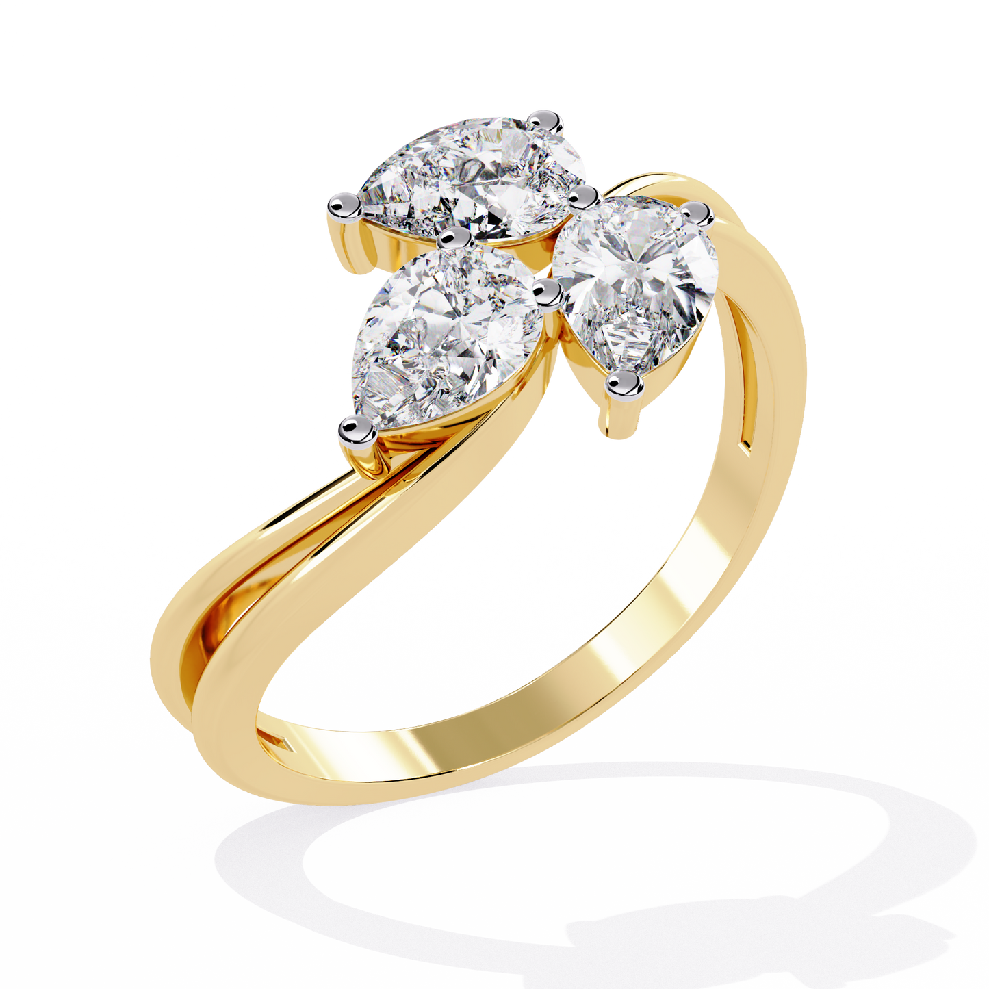 Elegant Three-Stone Pear Lab Grown Diamond Ring