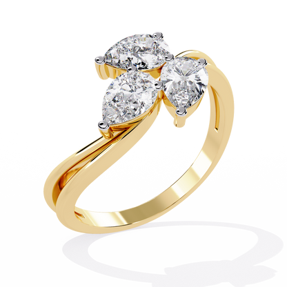 Elegant Three-Stone Pear Lab Grown Diamond Ring