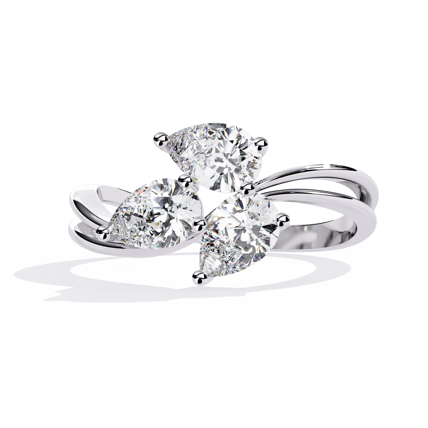 Elegant Three-Stone Pear Lab Grown Diamond Ring