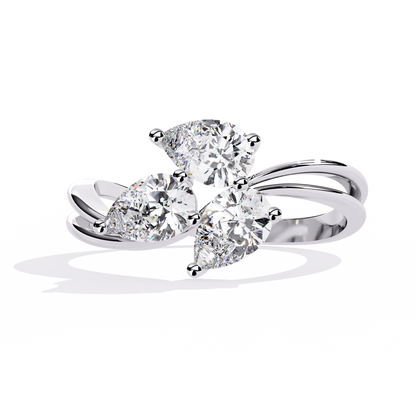 Elegant Three-Stone Pear Lab Grown Diamond Ring