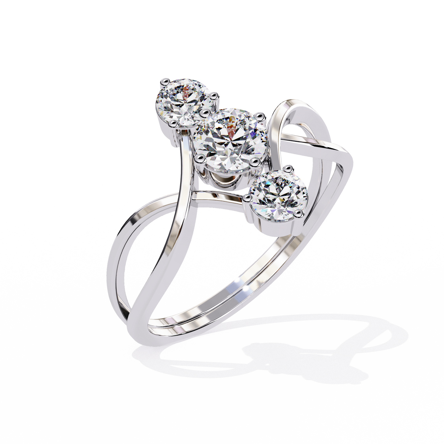 Graceful Three-Stone Lab Grown Diamond Ring