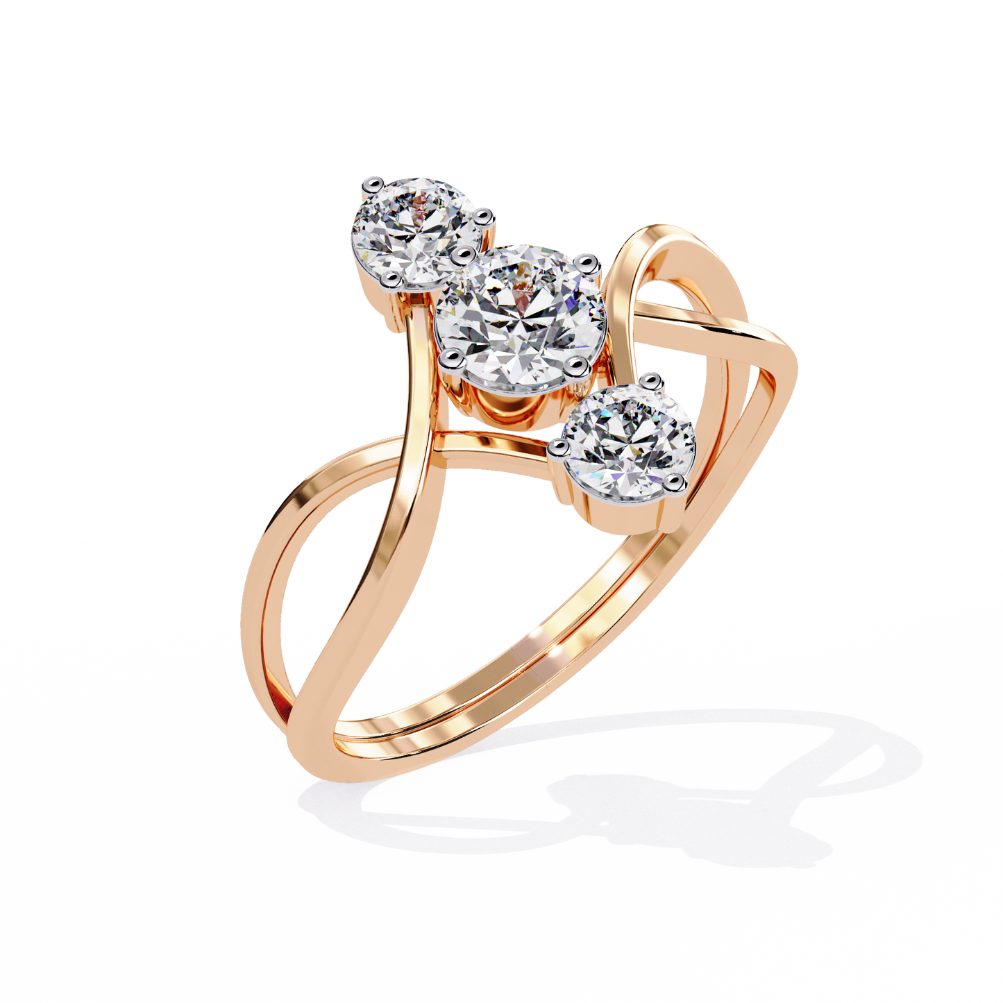 Graceful Three-Stone Lab Grown Diamond Ring