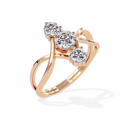 Graceful Three-Stone Lab Grown Diamond Ring