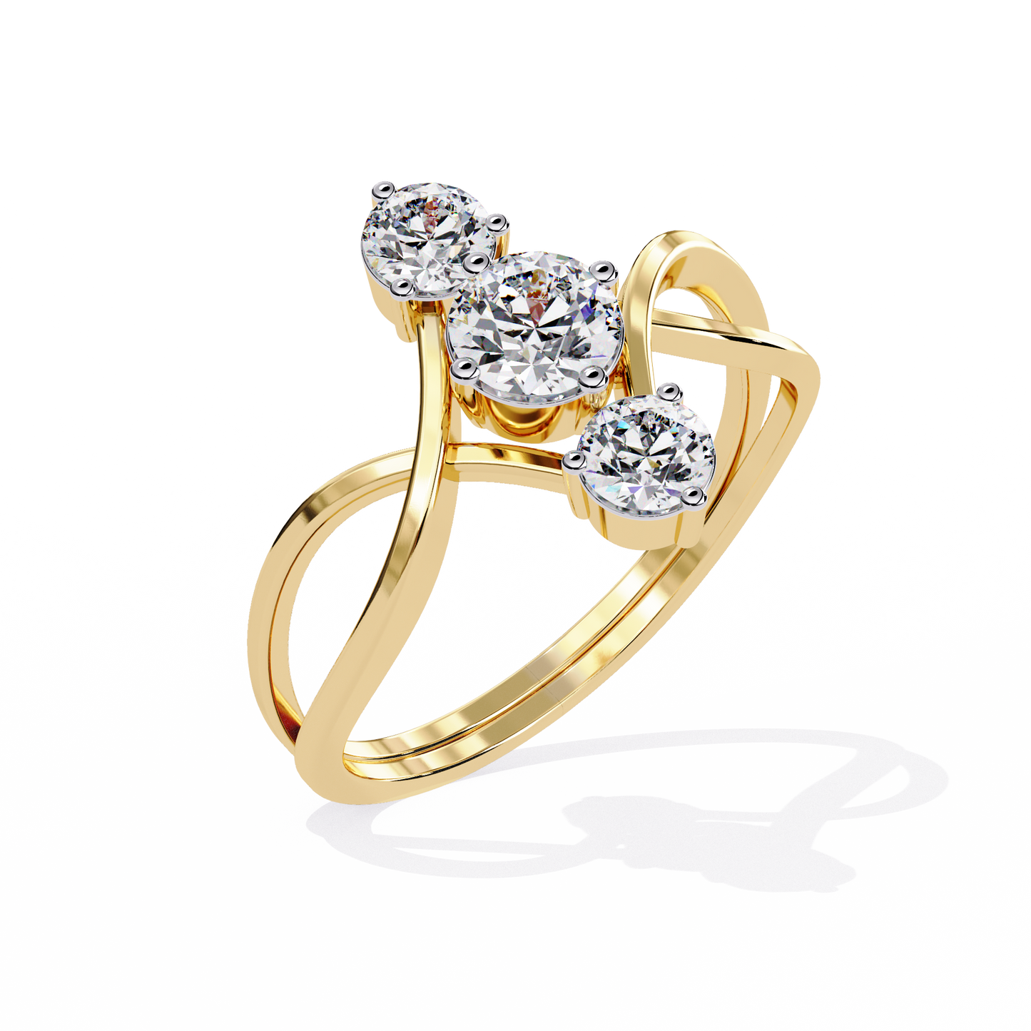 Graceful Three-Stone Lab Grown Diamond Ring