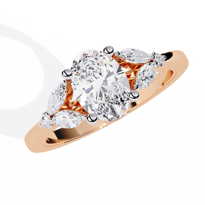 Timeless Oval-Cut Lab Grown Diamond Ring with Marquise Accents