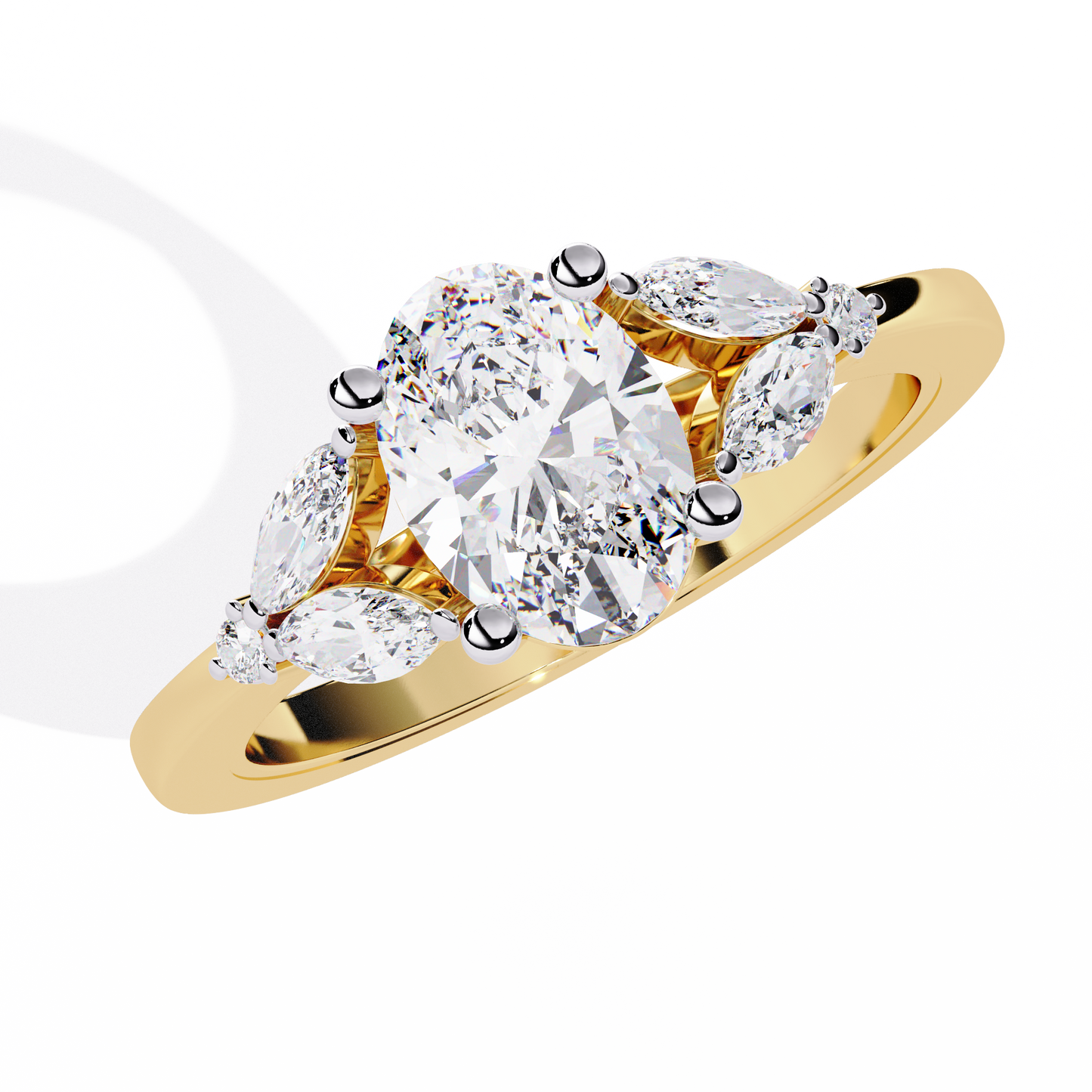 Timeless Oval-Cut Lab Grown Diamond Ring with Marquise Accents