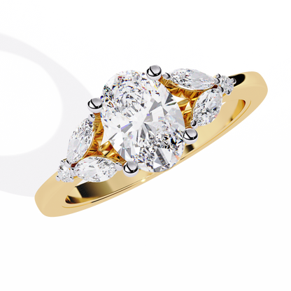 Timeless Oval-Cut Lab Grown Diamond Ring with Marquise Accents