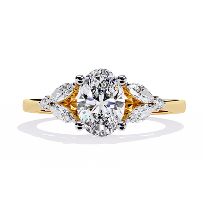 Timeless Oval-Cut Lab Grown Diamond Ring with Marquise Accents