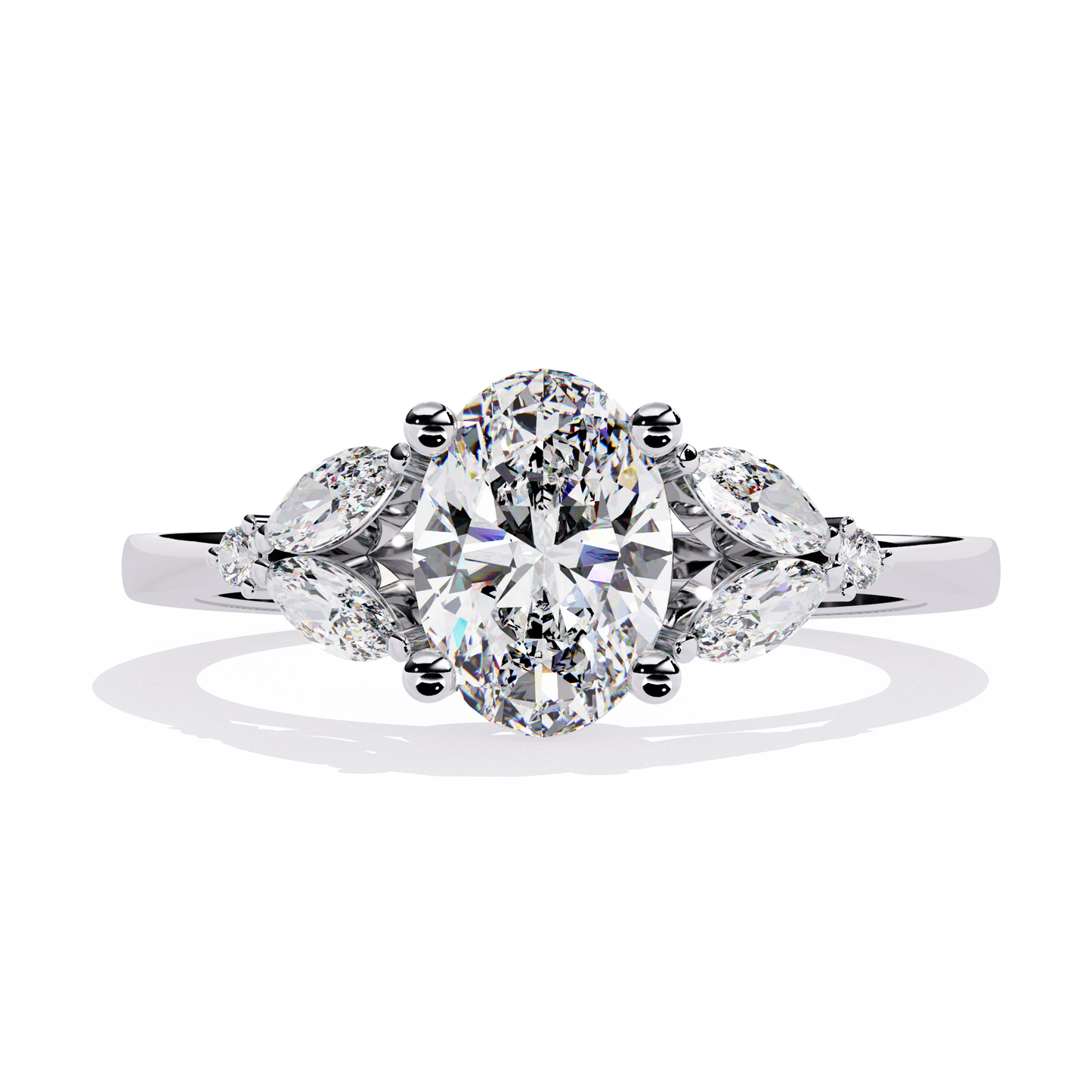 Timeless Oval-Cut Lab Grown Diamond Ring with Marquise Accents