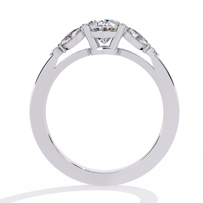 Timeless Oval-Cut Lab Grown Diamond Ring with Marquise Accents