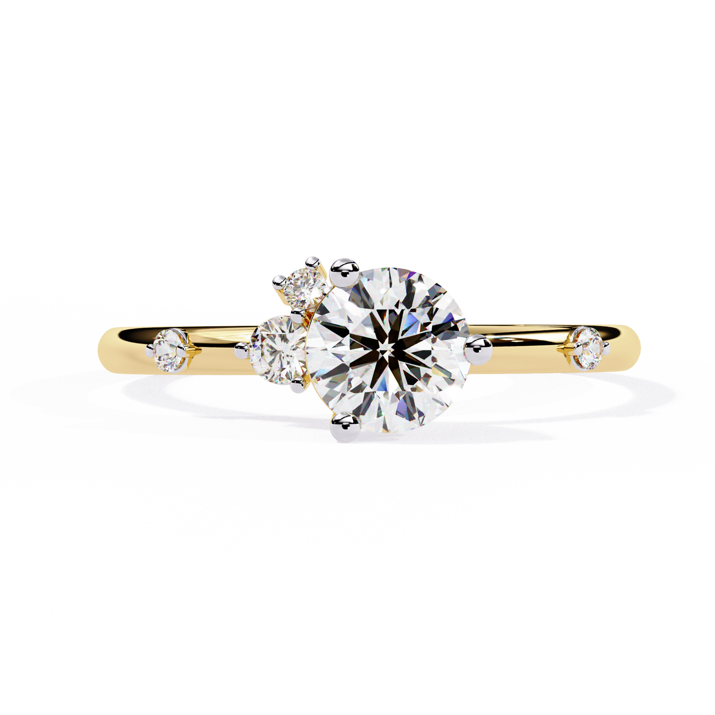 Asymmetrical Cluster Lab-Grown Diamond Ring