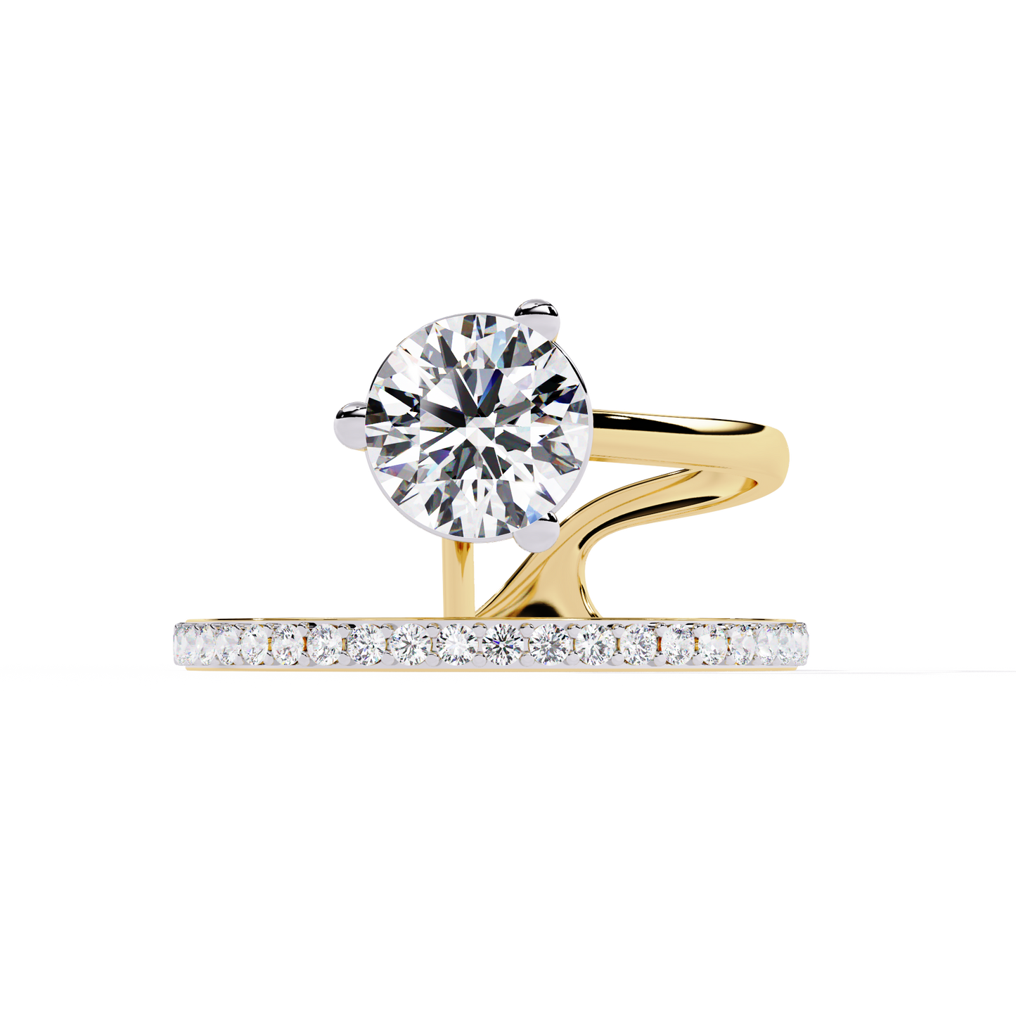 Modern Floating Solitaire Lab Grown Diamond Ring