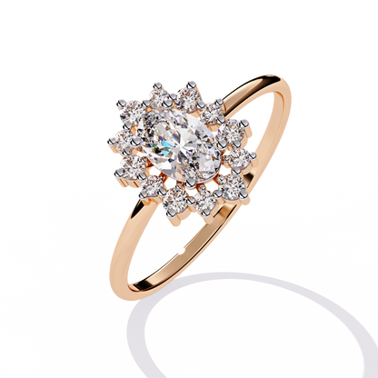 Vintage-Inspired Oval Halo Lab Grown Diamond Ring