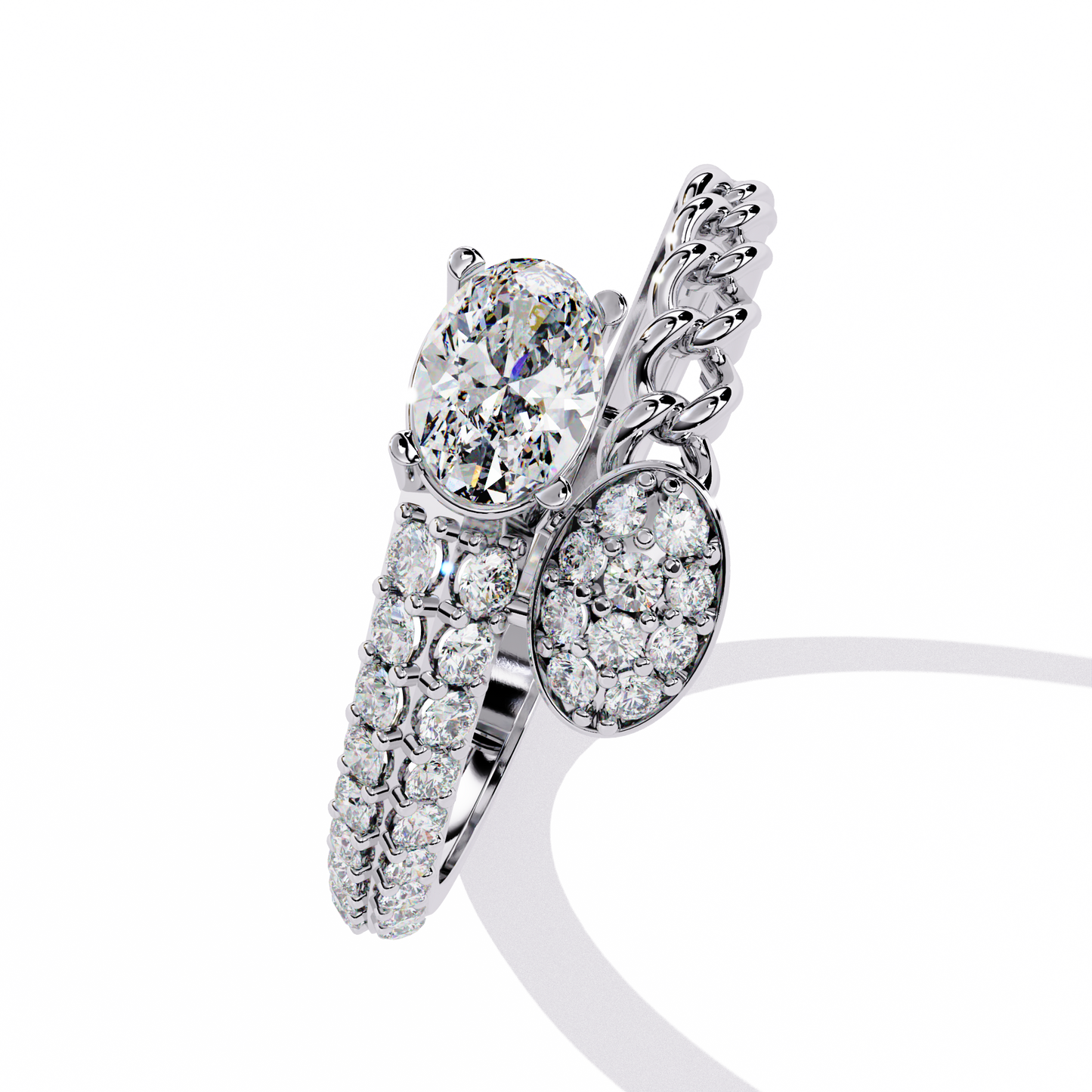 Modern Oval & Pavé Lab Grown Diamond Statement Ring