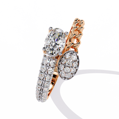 Modern Oval & Pavé Lab Grown Diamond Statement Ring