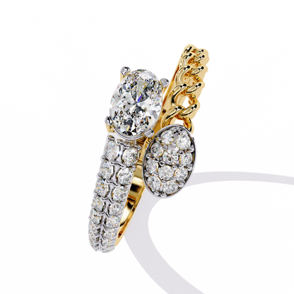 Modern Oval & Pavé Lab Grown Diamond Statement Ring