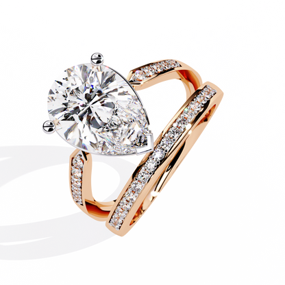 Majestic Pear-Cut Lab Grown Diamond Bridal Ring