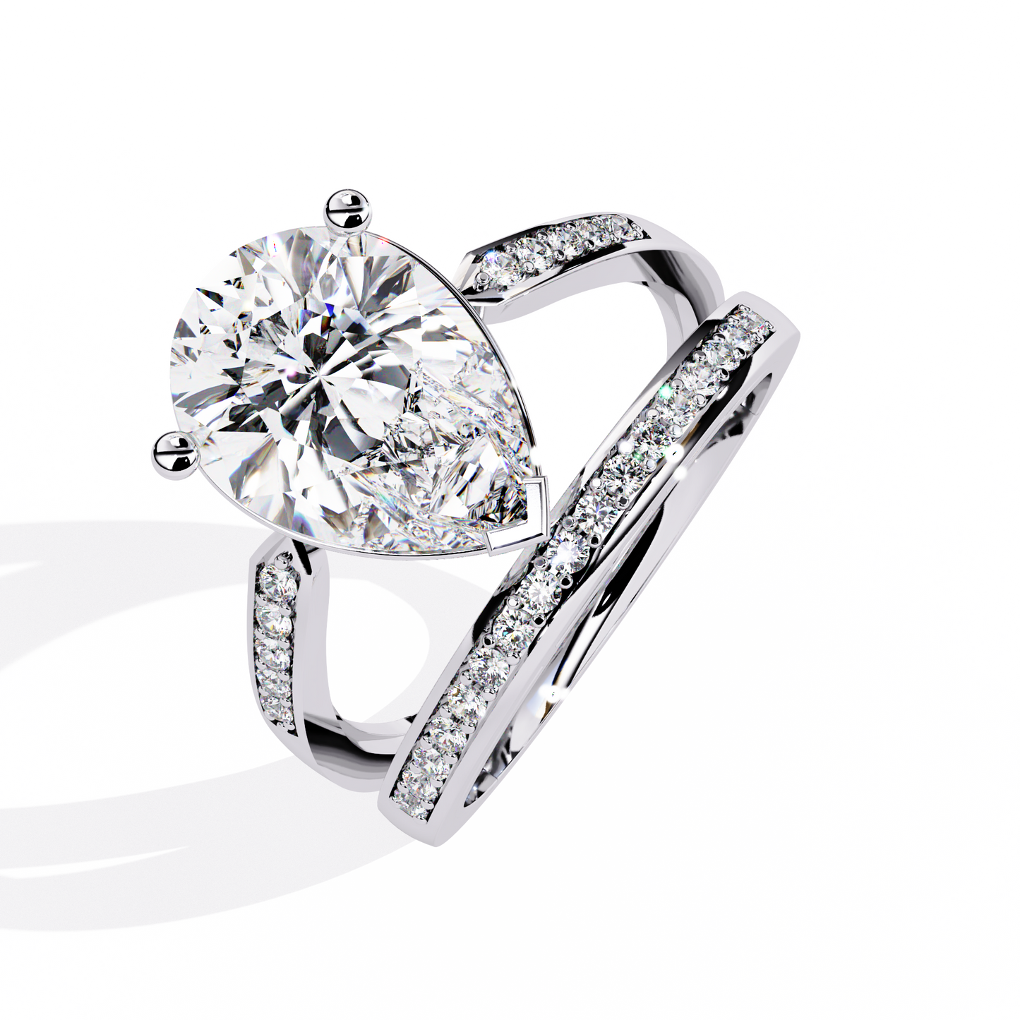 Majestic Pear-Cut Lab Grown Diamond Bridal Ring