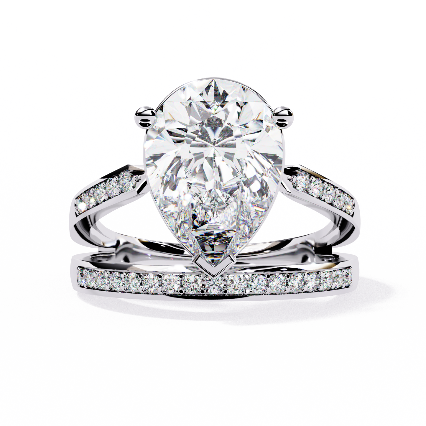 Majestic Pear-Cut Lab Grown Diamond Bridal Ring