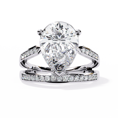 Majestic Pear-Cut Lab Grown Diamond Bridal Ring