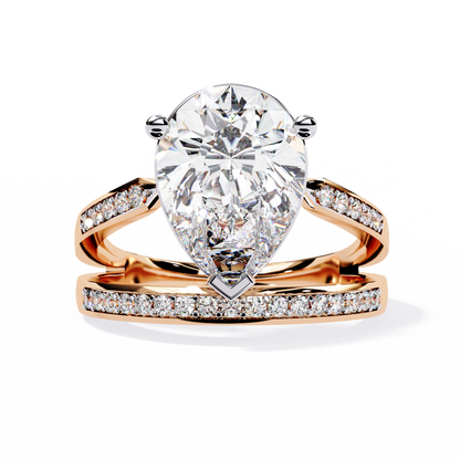 Majestic Pear-Cut Lab Grown Diamond Bridal Ring