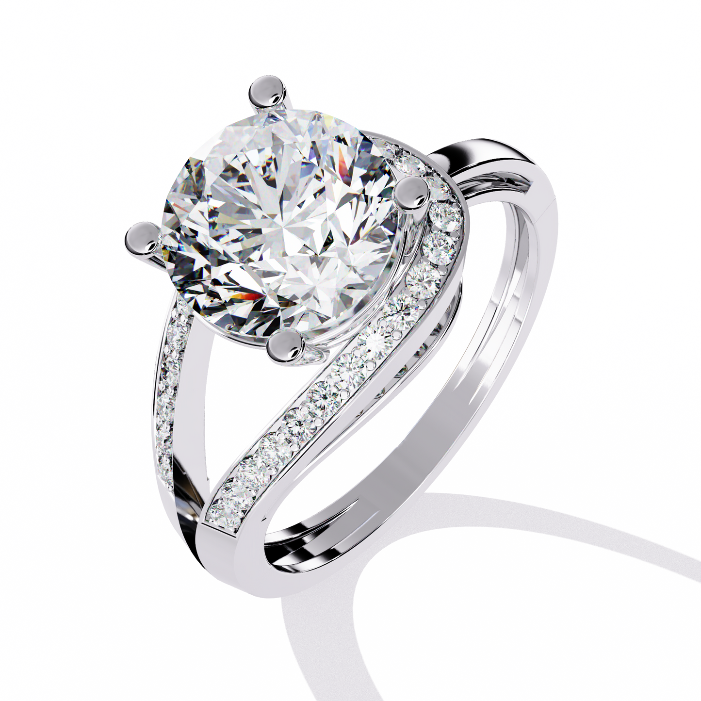 Modern Pear-Shaped Pavé Lab Grown Diamond Ring